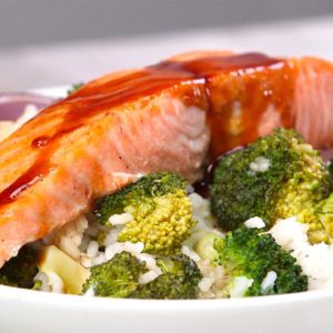 Broiled Salmon & Coconut Rice